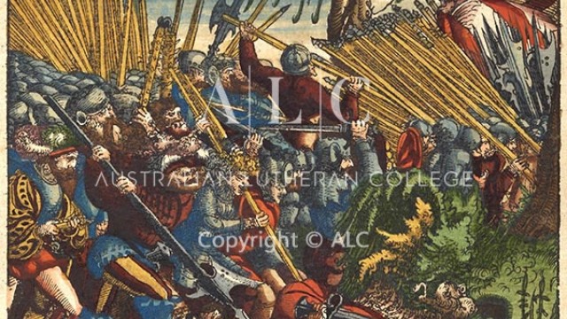 P196 1 Maccabees: Maccabees army fighting Antiochus (cf. OT131)